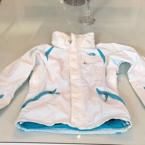 The North Face White Jacket with Blue Details ski jacket coat winter jacket